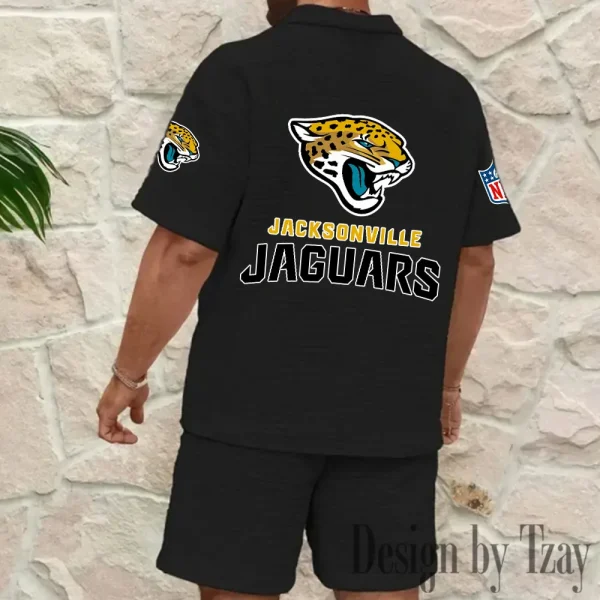 Jacksonville Jaguars Men's Waffle Knit Short Sleeve Slim Fit Soft Summer And Shorts BSPTWHZSS326 - Image 9