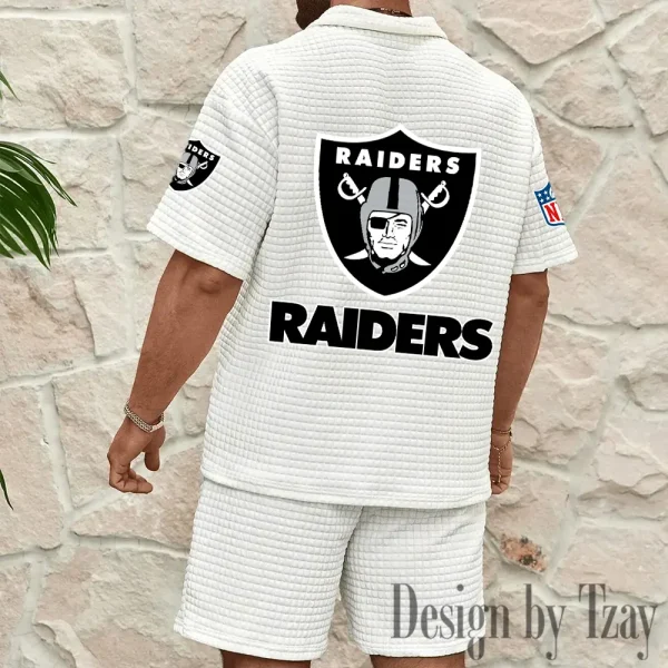 Las Vegas Raiders Men's Waffle Knit Short Sleeve Slim Fit Soft Summer And Shorts BSPTWHZSS328 - Image 10