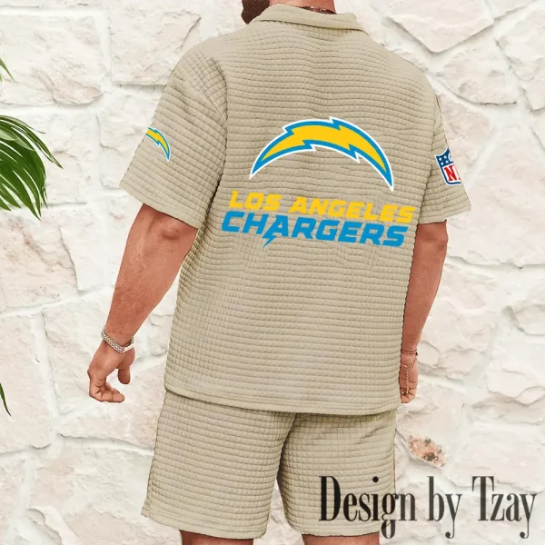 Los Angeles Chargers Men's Waffle Knit Short Sleeve Slim Fit Soft Summer And Shorts BSPTWHZSS329 - Image 6