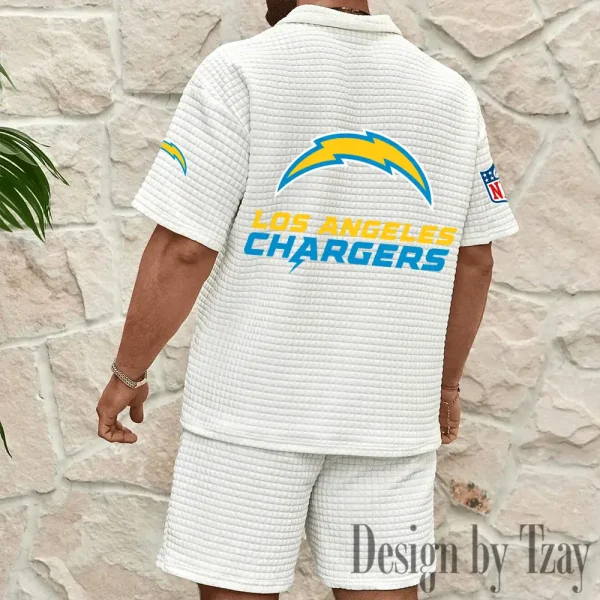 Los Angeles Chargers Men's Waffle Knit Short Sleeve Slim Fit Soft Summer And Shorts BSPTWHZSS329 - Image 8