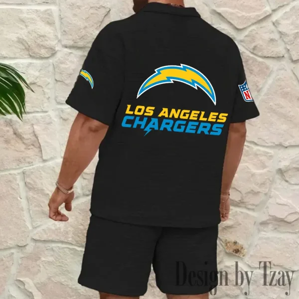 Los Angeles Chargers Men's Waffle Knit Short Sleeve Slim Fit Soft Summer And Shorts BSPTWHZSS329 - Image 10