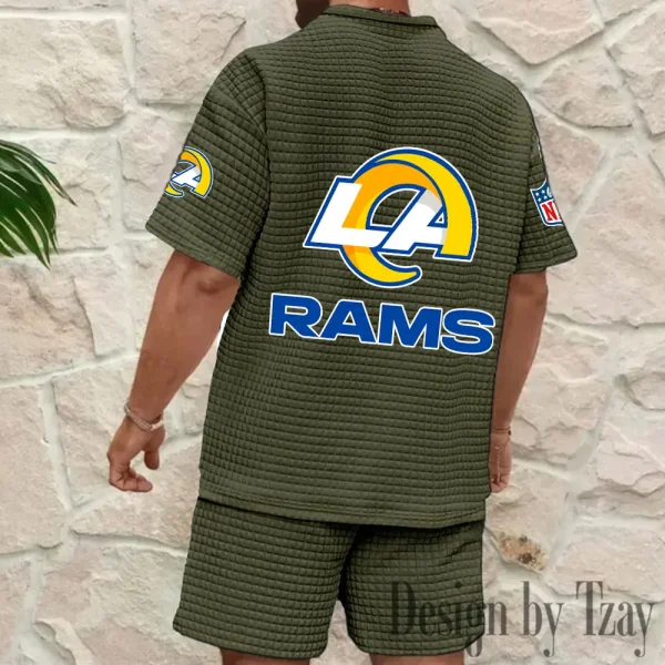 Los Angeles Rams Men's Waffle Knit Short Sleeve Slim Fit Soft Summer And Shorts BSPTWHZSS330 - Image 4