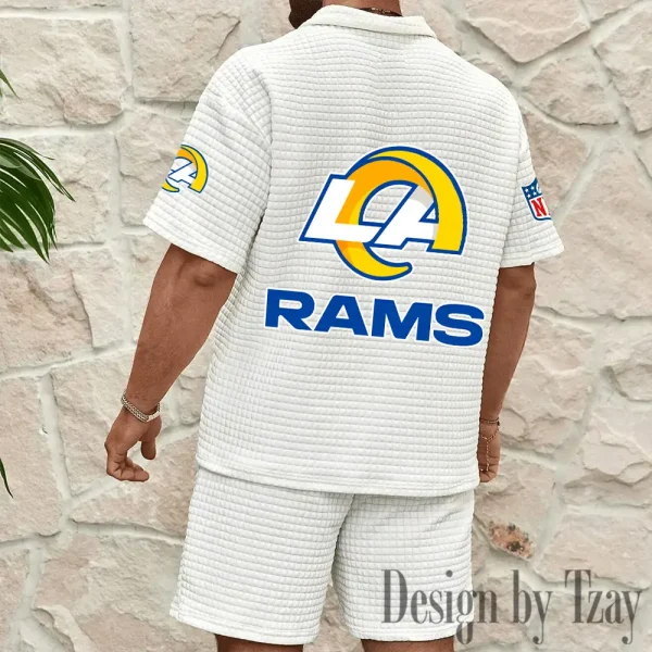 Los Angeles Rams Men's Waffle Knit Short Sleeve Slim Fit Soft Summer And Shorts BSPTWHZSS330 - Image 10