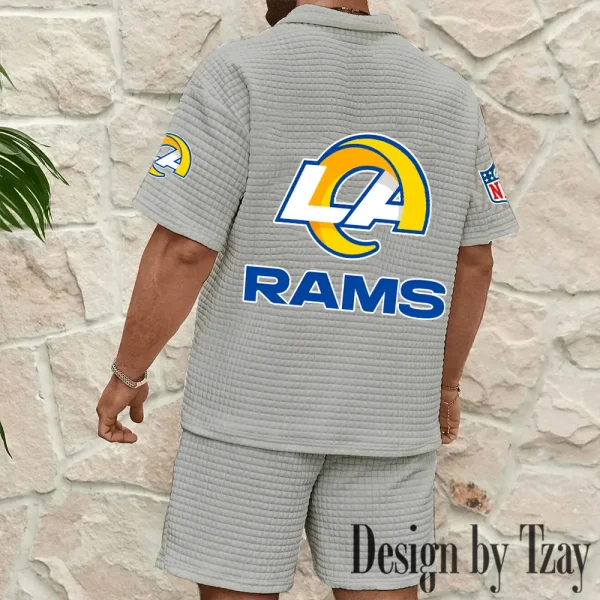 Los Angeles Rams Men's Waffle Knit Short Sleeve Slim Fit Soft Summer And Shorts BSPTWHZSS330 - Image 8