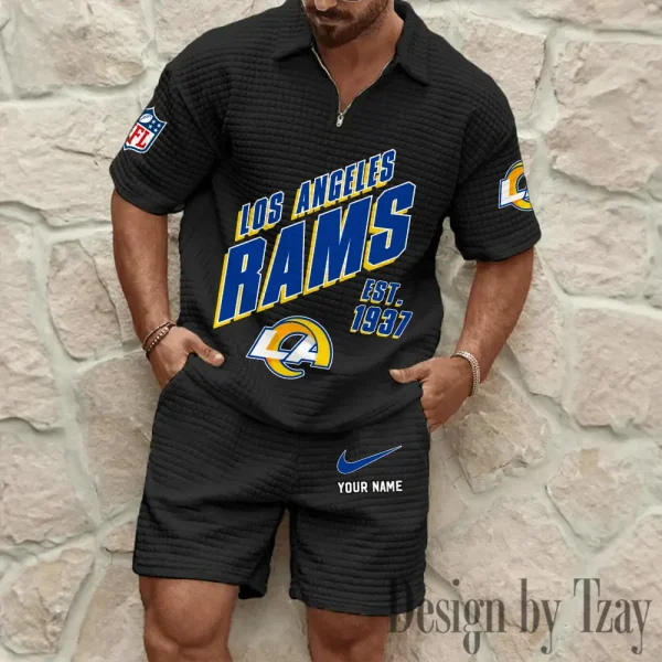 Los Angeles Rams Men's Waffle Knit Short Sleeve Slim Fit Soft Summer And Shorts BSPTWHZSS330 - Image 5