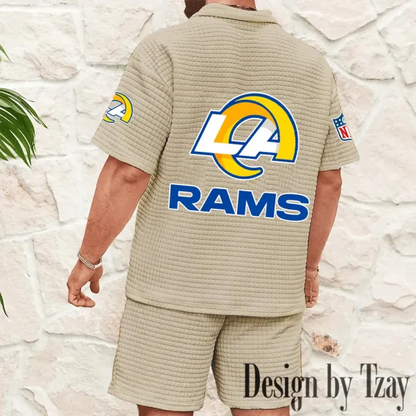Los Angeles Rams Men's Waffle Knit Short Sleeve Slim Fit Soft Summer And Shorts BSPTWHZSS330 - Image 2