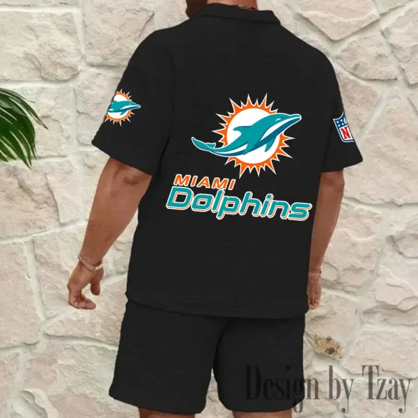 Miami Dolphins Men's Waffle Knit Short Sleeve Slim Fit Soft Summer And Shorts BSPTWHZSS331 - Image 8