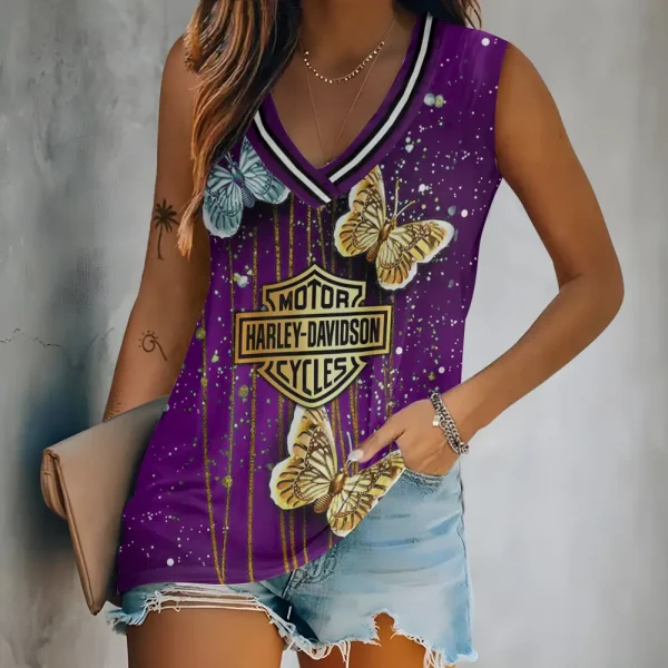 Harley Davidson V-neck Women's Vest CBSVWVEST066