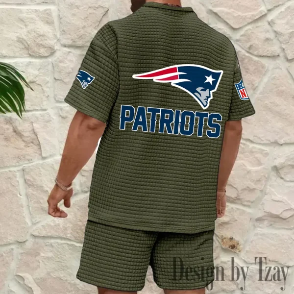 New England Patriots Men's Waffle Knit Short Sleeve Slim Fit Soft Summer And Shorts BSPTWHZSS333 - Image 8