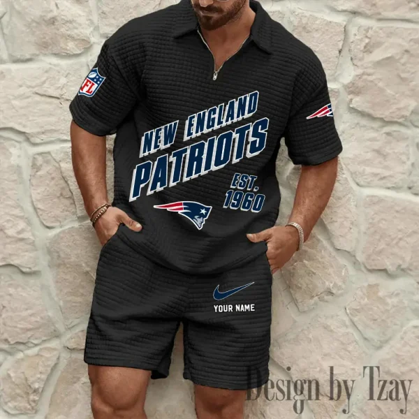 New England Patriots Men's Waffle Knit Short Sleeve Slim Fit Soft Summer And Shorts BSPTWHZSS333 - Image 5