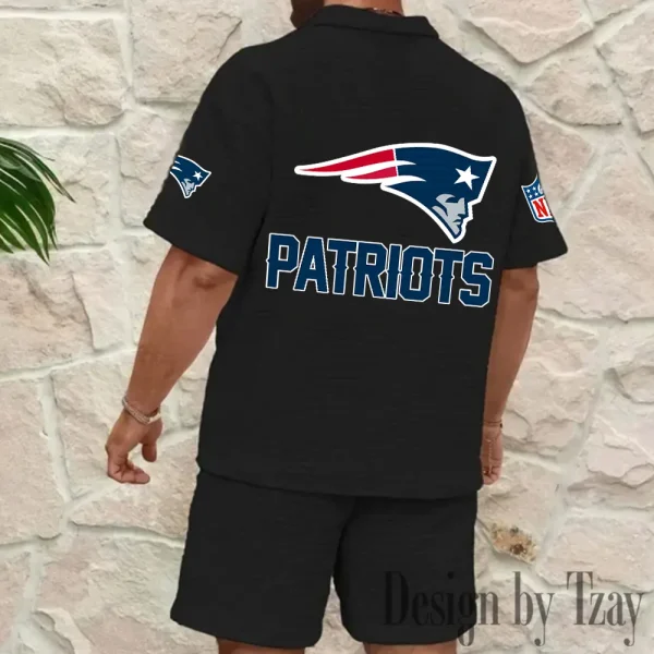 New England Patriots Men's Waffle Knit Short Sleeve Slim Fit Soft Summer And Shorts BSPTWHZSS333 - Image 6