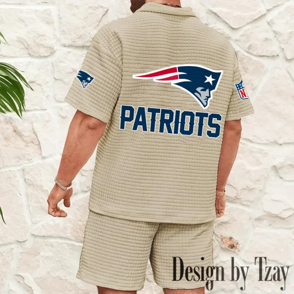 New England Patriots Men's Waffle Knit Short Sleeve Slim Fit Soft Summer And Shorts BSPTWHZSS333 - Image 4