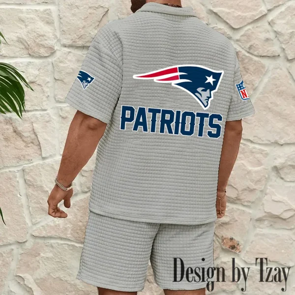 New England Patriots Men's Waffle Knit Short Sleeve Slim Fit Soft Summer And Shorts BSPTWHZSS333 - Image 2