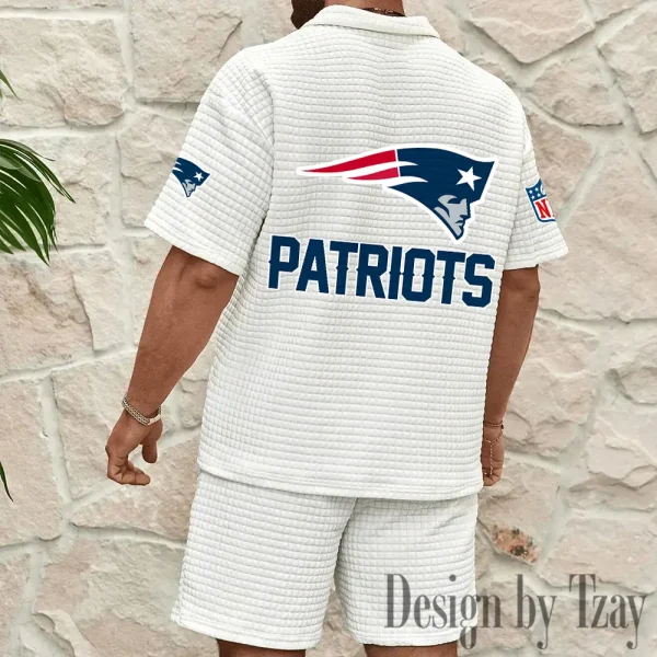 New England Patriots Men's Waffle Knit Short Sleeve Slim Fit Soft Summer And Shorts BSPTWHZSS333 - Image 10
