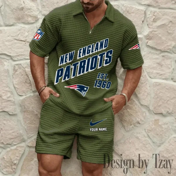 New England Patriots Men's Waffle Knit Short Sleeve Slim Fit Soft Summer And Shorts BSPTWHZSS333 - Image 7