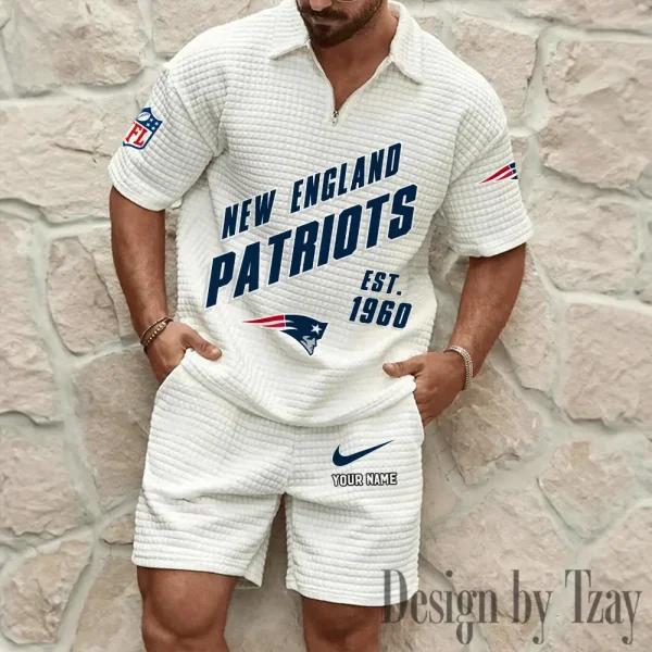 New England Patriots Men's Waffle Knit Short Sleeve Slim Fit Soft Summer And Shorts BSPTWHZSS333 - Image 9