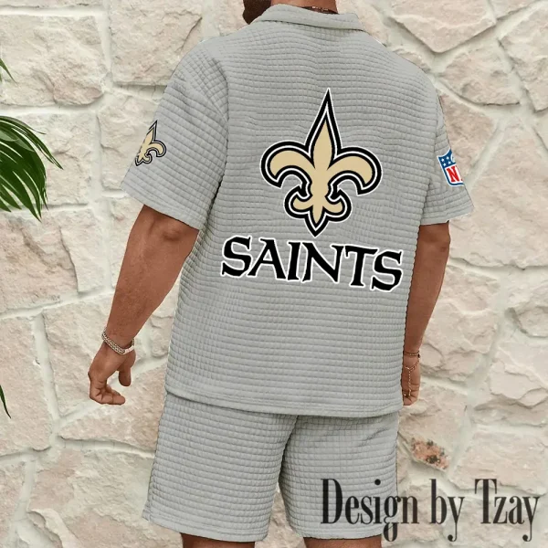 New Orleans Saints Men's Waffle Knit Short Sleeve Slim Fit Soft Summer And Shorts BSPTWHZSS334 - Image 6