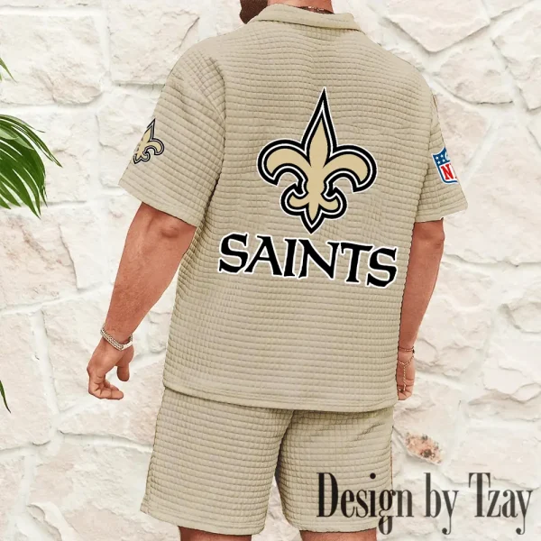 New Orleans Saints Men's Waffle Knit Short Sleeve Slim Fit Soft Summer And Shorts BSPTWHZSS334 - Image 10