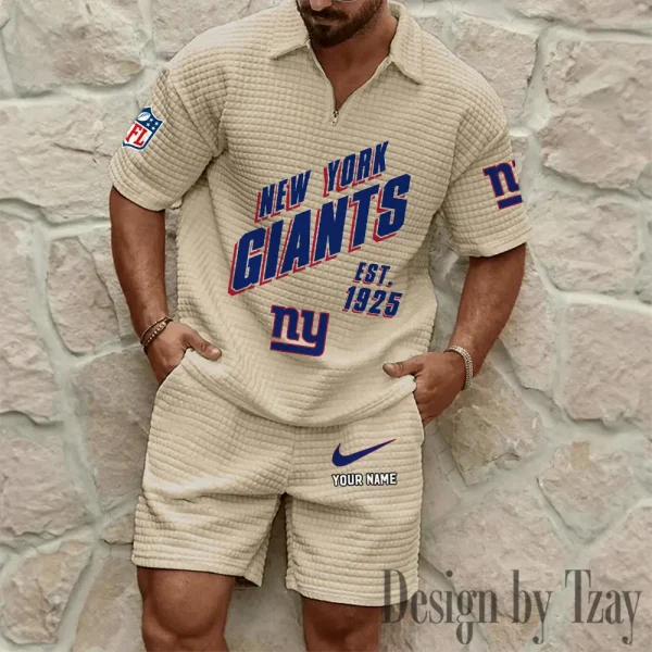 New York Giants Men's Waffle Knit Short Sleeve Slim Fit Soft Summer And Shorts BSPTWHZSS335 - Image 5