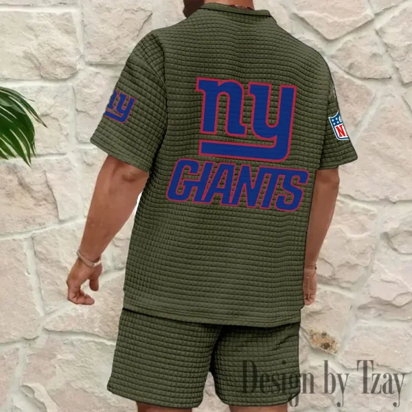 New York Giants Men's Waffle Knit Short Sleeve Slim Fit Soft Summer And Shorts BSPTWHZSS335 - Image 10
