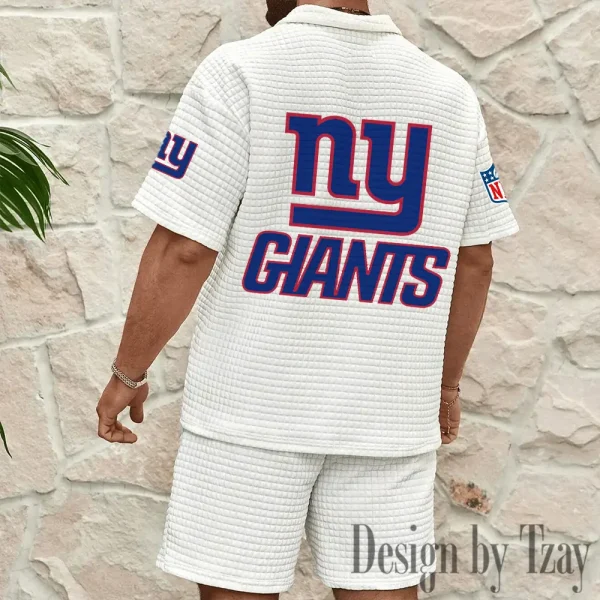 New York Giants Men's Waffle Knit Short Sleeve Slim Fit Soft Summer And Shorts BSPTWHZSS335 - Image 2