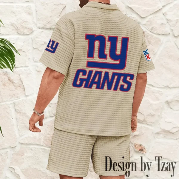 New York Giants Men's Waffle Knit Short Sleeve Slim Fit Soft Summer And Shorts BSPTWHZSS335 - Image 6