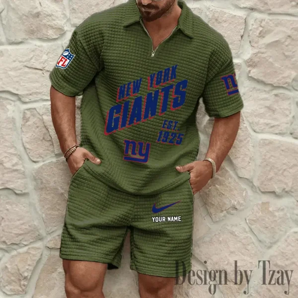 New York Giants Men's Waffle Knit Short Sleeve Slim Fit Soft Summer And Shorts BSPTWHZSS335 - Image 9