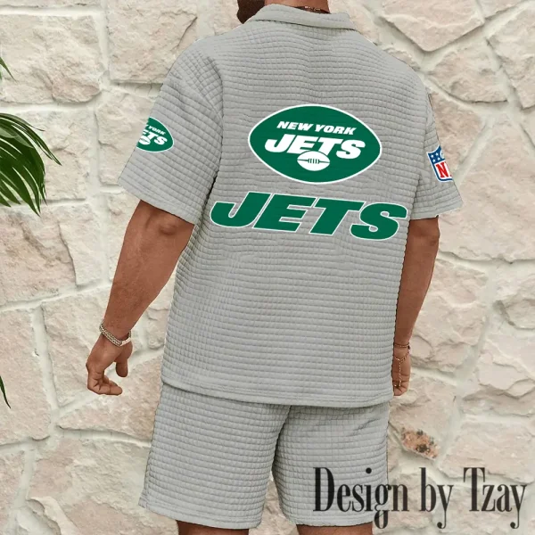 New York Jets Men's Waffle Knit Short Sleeve Slim Fit Soft Summer And Shorts BSPTWHZSS336 - Image 4
