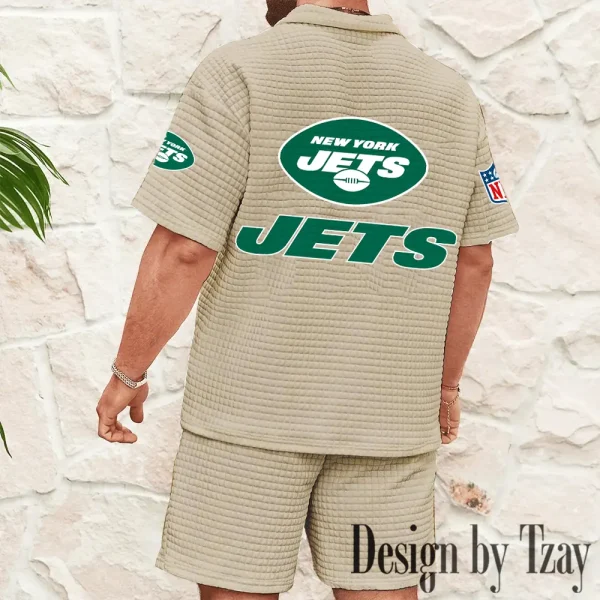 New York Jets Men's Waffle Knit Short Sleeve Slim Fit Soft Summer And Shorts BSPTWHZSS336 - Image 2