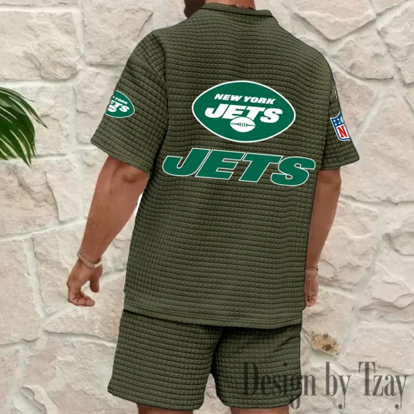 New York Jets Men's Waffle Knit Short Sleeve Slim Fit Soft Summer And Shorts BSPTWHZSS336 - Image 6