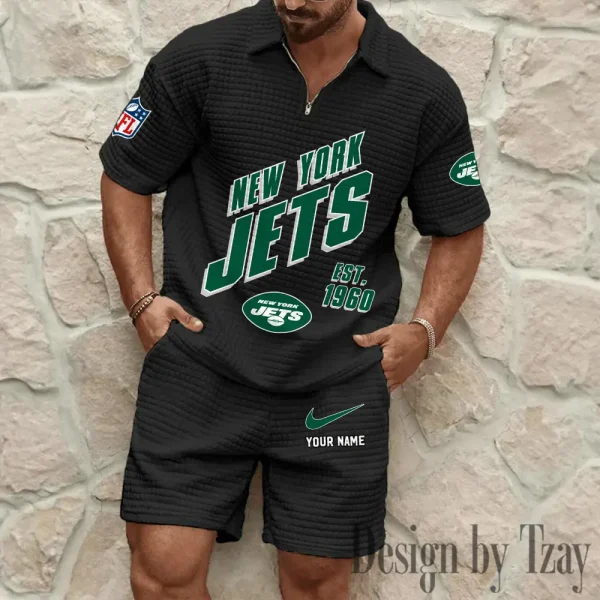 New York Jets Men's Waffle Knit Short Sleeve Slim Fit Soft Summer And Shorts BSPTWHZSS336 - Image 7