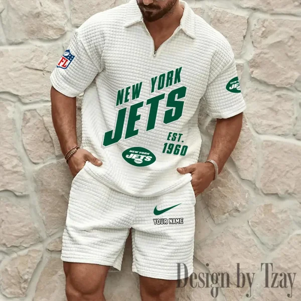 New York Jets Men's Waffle Knit Short Sleeve Slim Fit Soft Summer And Shorts BSPTWHZSS336 - Image 9