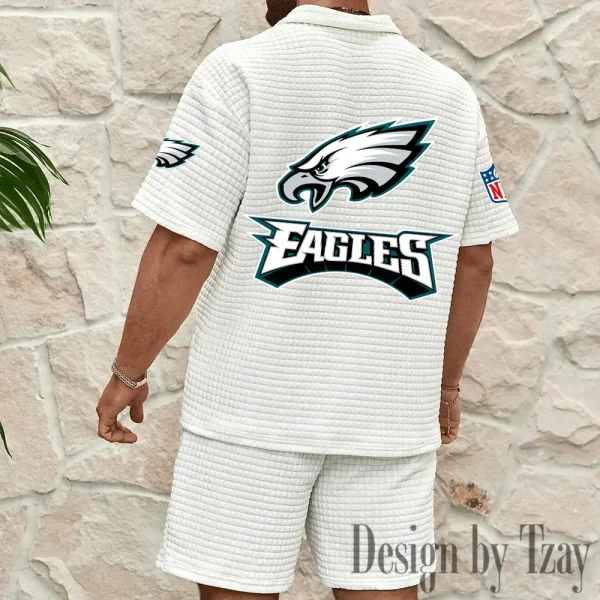 Philadelphia Eagles Men's Waffle Knit Short Sleeve Slim Fit Soft Summer And Shorts BSPTWHZSS337 - Image 8