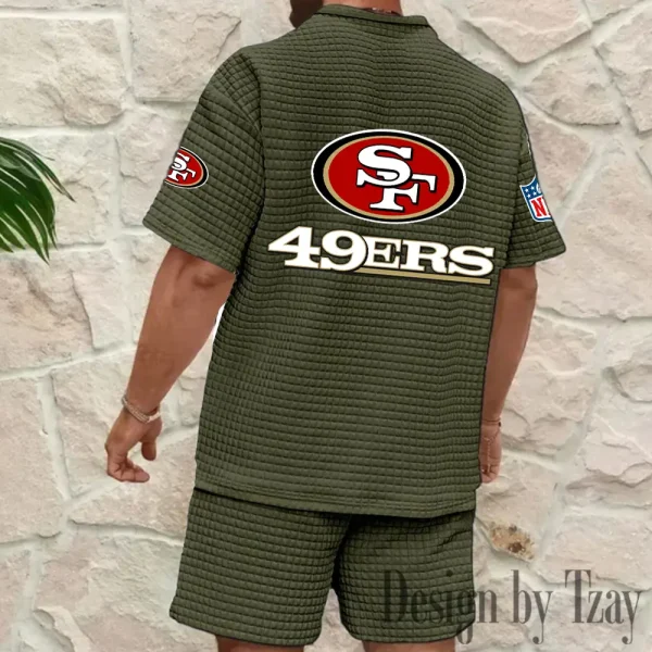 San Francisco 49ers Men's Waffle Knit Short Sleeve Slim Fit Soft Summer And Shorts BSPTWHZSS339 - Image 2