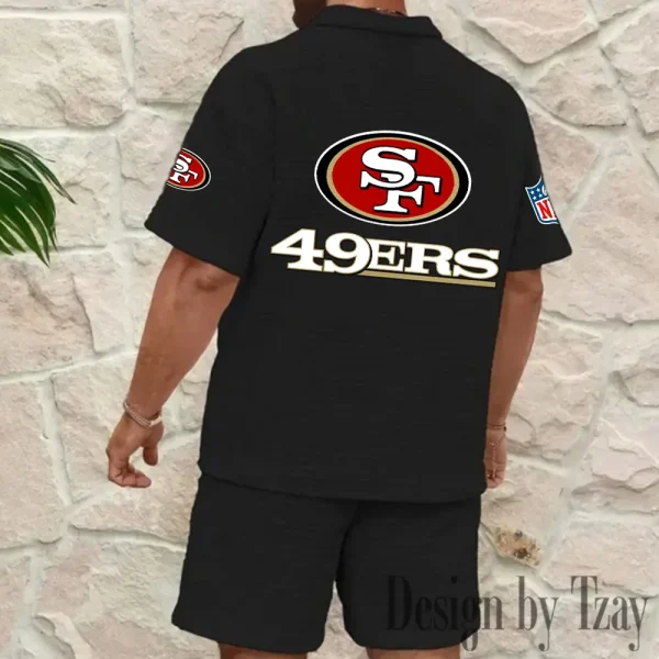 San Francisco 49ers Men's Waffle Knit Short Sleeve Slim Fit Soft Summer And Shorts BSPTWHZSS339 - Image 7