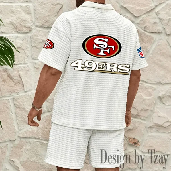 San Francisco 49ers Men's Waffle Knit Short Sleeve Slim Fit Soft Summer And Shorts BSPTWHZSS339 - Image 6