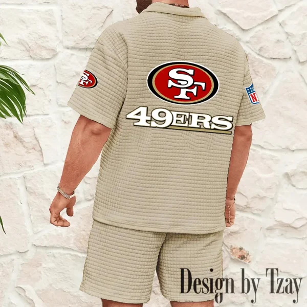 San Francisco 49ers Men's Waffle Knit Short Sleeve Slim Fit Soft Summer And Shorts BSPTWHZSS339 - Image 10
