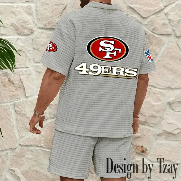San Francisco 49ers Men's Waffle Knit Short Sleeve Slim Fit Soft Summer And Shorts BSPTWHZSS339 - Image 4