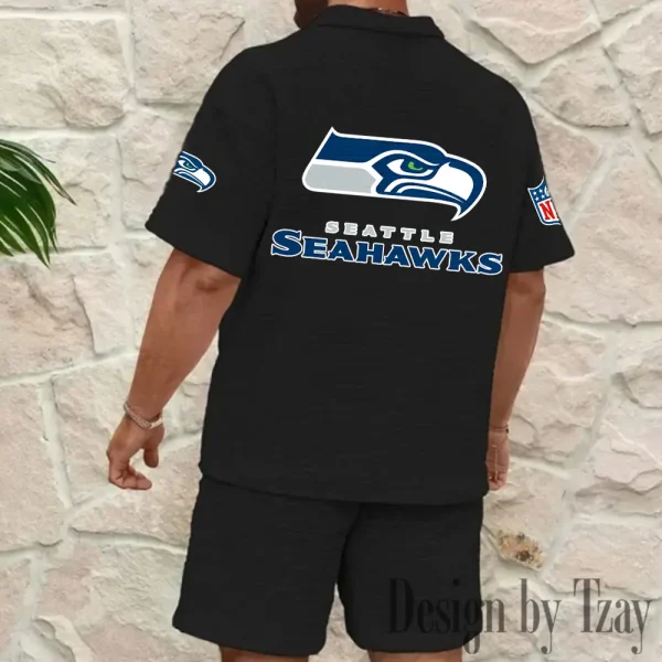 Seattle Seahawks Men's Waffle Knit Short Sleeve Slim Fit Soft Summer And Shorts BSPTWHZSS340 - Image 10