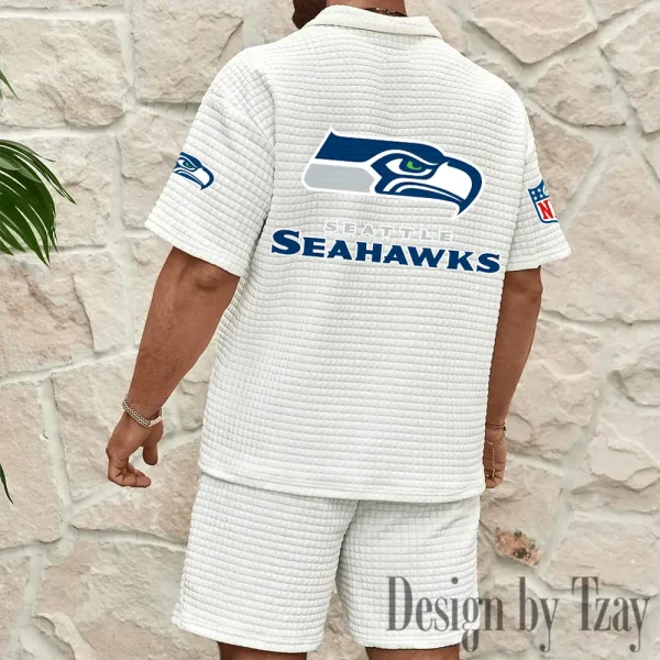 Seattle Seahawks Men's Waffle Knit Short Sleeve Slim Fit Soft Summer And Shorts BSPTWHZSS340 - Image 8