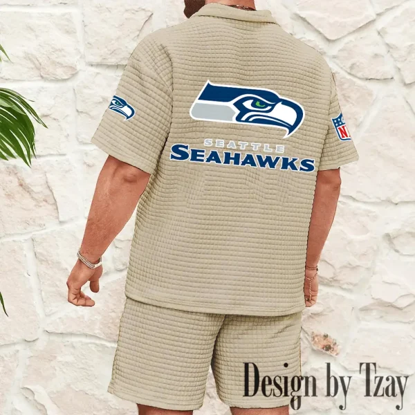 Seattle Seahawks Men's Waffle Knit Short Sleeve Slim Fit Soft Summer And Shorts BSPTWHZSS340 - Image 6