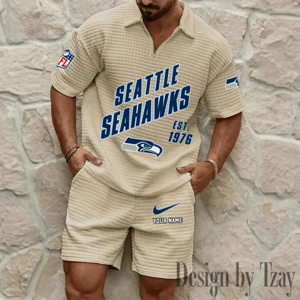 Seattle Seahawks Men's Waffle Knit Short Sleeve Slim Fit Soft Summer And Shorts BSPTWHZSS340 - Image 5