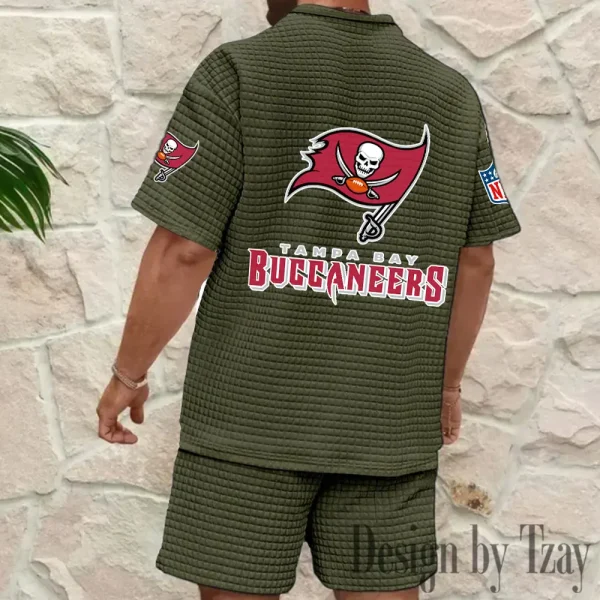 Tampa Bay Buccaneers Men's Waffle Knit Short Sleeve Slim Fit Soft Summer And Shorts BSPTWHZSS341 - Image 8