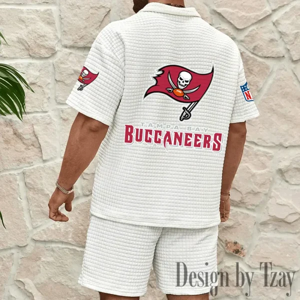 Tampa Bay Buccaneers Men's Waffle Knit Short Sleeve Slim Fit Soft Summer And Shorts BSPTWHZSS341 - Image 6