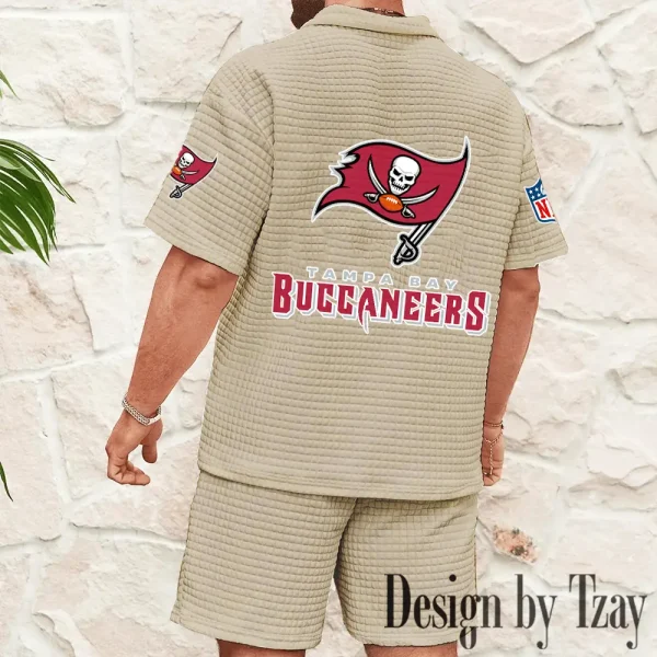 Tampa Bay Buccaneers Men's Waffle Knit Short Sleeve Slim Fit Soft Summer And Shorts BSPTWHZSS341 - Image 4