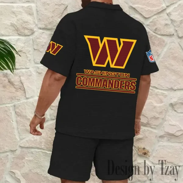 Washington Commanders Men's Waffle Knit Short Sleeve Slim Fit Soft Summer And Shorts BSPTWHZSS343 - Image 10