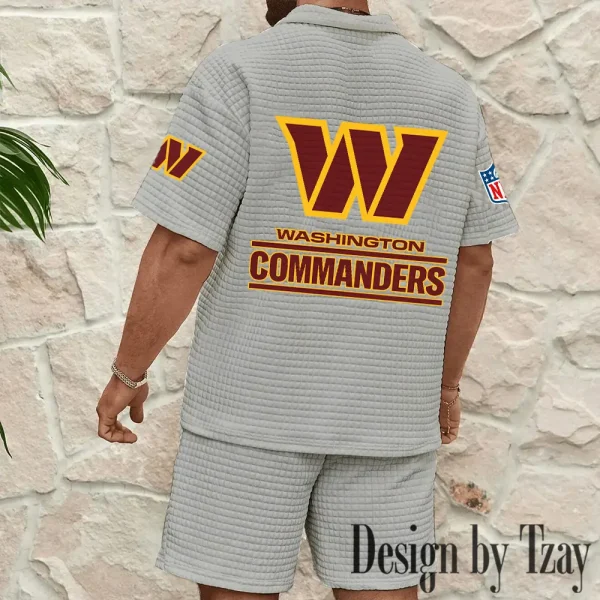 Washington Commanders Men's Waffle Knit Short Sleeve Slim Fit Soft Summer And Shorts BSPTWHZSS343 - Image 7