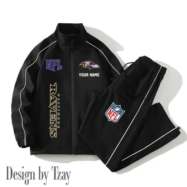 Baltimore Ravens Casual Trendy Running Jacket Couple Loose Jacket Pants SPTMTS2PS003 - Image 2