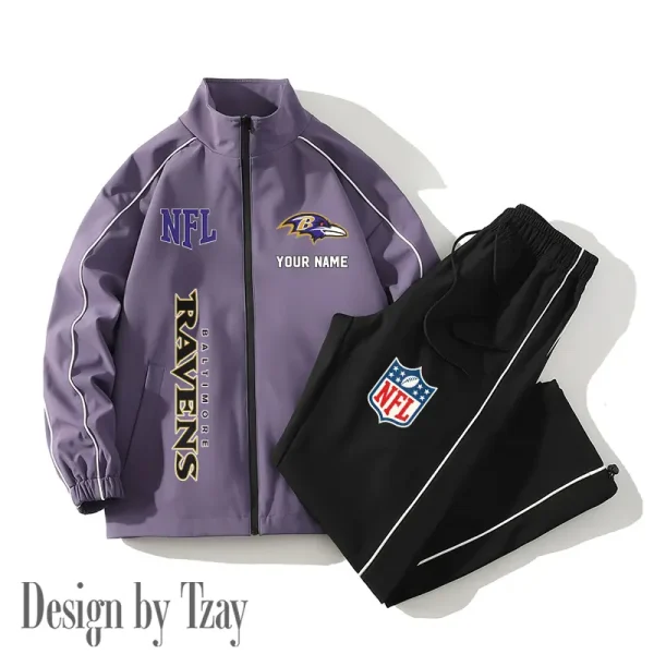 Baltimore Ravens Casual Trendy Running Jacket Couple Loose Jacket Pants SPTMTS2PS003