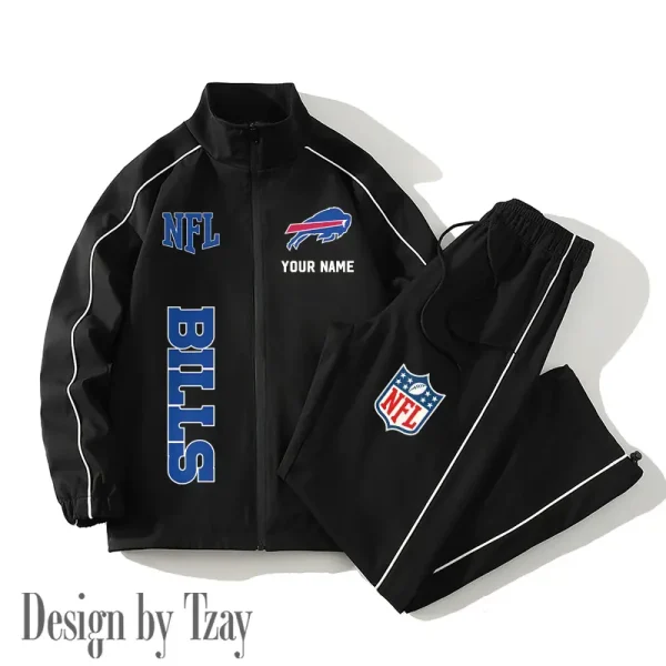 Buffalo Bills Casual Trendy Running Jacket Couple Loose Jacket Pants SPTMTS2PS004 - Image 2